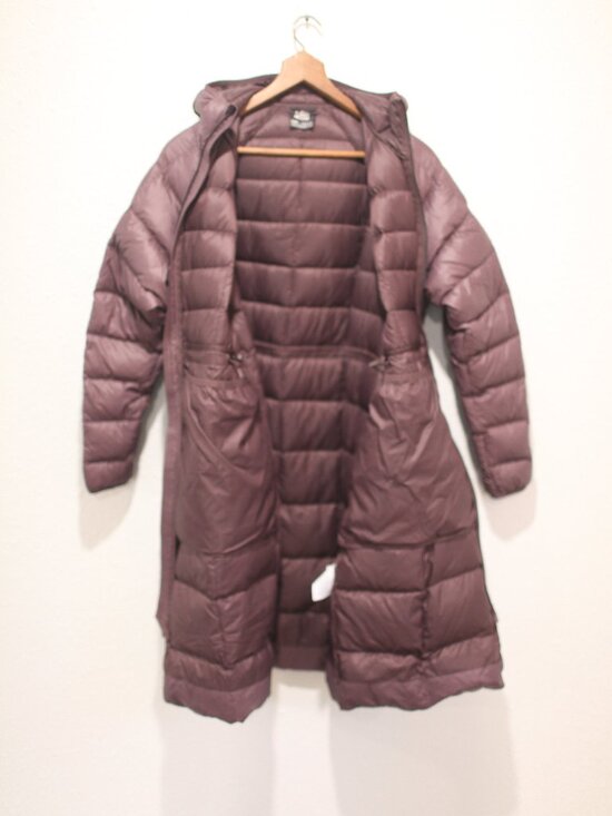 REI Co-op mauve purple Down Parka long puff coat hooded puffer womens L - Picture 9 of 11